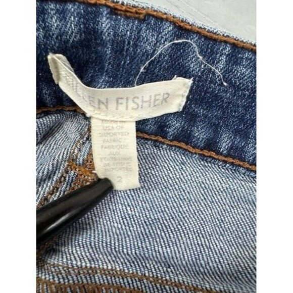 Eileen Fisher Size 2 Womens Jeans Straight Mid Rise Med Wash Stretch - Picture 2 of 3